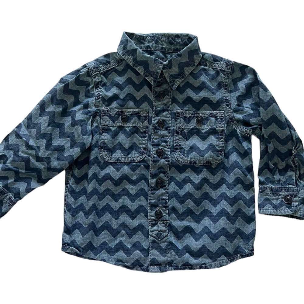 OshKosh B'Gosh Toddler Boys Denim Long Sleeve Button Down Shirt Size 2T